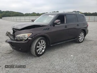 2012 Infiniti QX56 7-passenger with VIN JN8AZ2NFXC9517801, listed as a Copart auction lot 72724824 with 131,185 mi miles and Salvage Title. Bid and sale history available at carsss.com. Image 1.