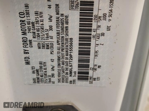 2023 Ford Transit Connect XLT с VIN NM0LS7T29P1555608, выставлен на аукционе Copart как лот 77691594 с пробегом 22 680 миль миль и Списание • Salvage title. История ставок и продаж доступна на DreamBid. Изображение 14.