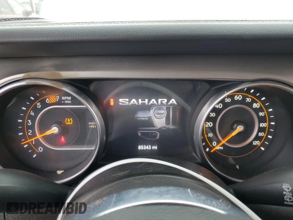 2020 Jeep Wrangler Unlimited Sahara with VIN 1C4HJXEN8LW181508, listed as a Copart auction lot 60907555 with 85,343 mi miles and Salvage title. Bid and sale history available at DreamBid. Image 9.