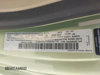 2006 Volkswagen Beetle с VIN 3VWRR31C26M406792, выставлен на аукционе IAAI как лот 42251613 с пробегом 274 908 миль миль и . История ставок и продаж доступна на DreamBid. Изображение 9.