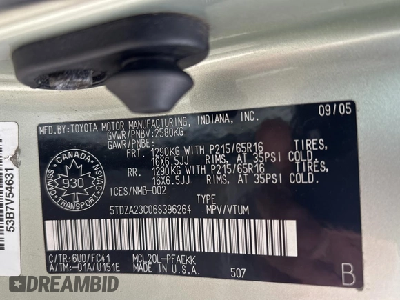 2006 Toyota Sienna CE with VIN 5TDZA23C06S396264, listed as a Copart auction lot 57059875 with 345,249 mi miles and Clean Title. Bid and sale history available at DreamBid. Image 10.