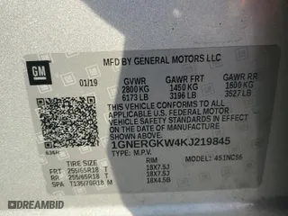 2019 Chevrolet Traverse LT Cloth with VIN 1GNERGKW4KJ219845, listed as a Copart auction lot 53128005 with 39,628 mi miles and Salvage Title. Bid and sale history available at carsss.com. Image 13.