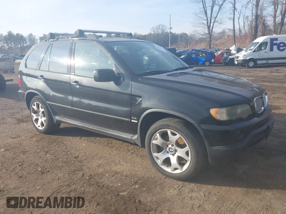 2003 BMW X5 4.4i with VIN 5UXFB33543LH43200, listed as a IAAI auction lot 41652303 with 169,250 mi miles. Bid and sale history available at carsss.com. Image 1.