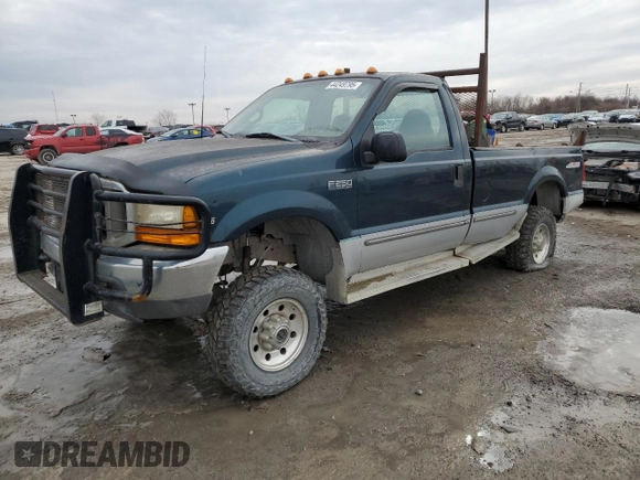 1999 Ford F-250 with VIN 1FTNF21S8XEA67992, listed as a Copart auction lot 44249795 with 157,528 mi miles and Salvage title. Bid and sale history available at DreamBid. Image 1.