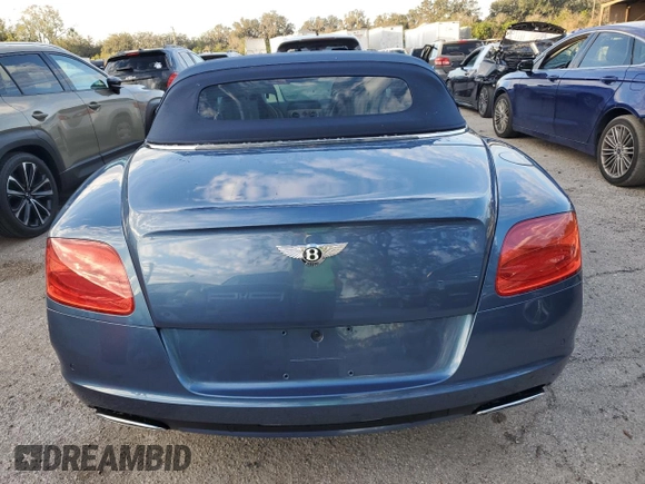 2013 Bentley Continental GT with VIN SCBGR3ZA0DC079677, listed as a Copart auction lot 82753764 with 58,406 mi miles and Salvage Title. Bid and sale history available at DreamBid. Image 6.