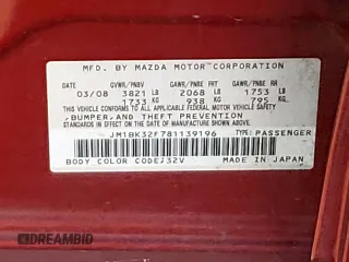 2008 Mazda 3 i Touring *Ltd Avail with VIN JM1BK32F781139196, listed as a Copart auction lot 53186405 with 124,043 mi miles and Clean Title. Bid and sale history available at carsss.com. Image 12.