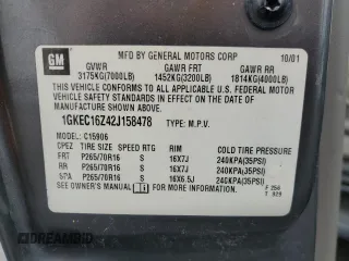 2002 GMC Yukon XL SLT with VIN 1GKEC16Z42J158478, listed as a Copart auction lot 55455335 with Not Provided miles and Clean Title. Bid and sale history available at carsss.com. Image 13.