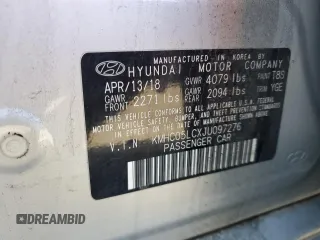 2018 Hyundai Ioniq Limited with VIN KMHC05LCXJU097276, listed as a Copart auction lot 51117795 with 73,779 mi miles and Salvage title. Bid and sale history available at DreamBid. Image 12.