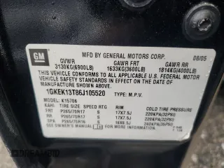 2006 GMC Yukon SLT with VIN 1GKEK13T86J105520, listed as a Copart auction lot 72501954 with 0 mi miles and Salvage Title. Bid and sale history available at carsss.com. Image 13.