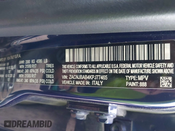 2019 Jeep Renegade Upland z VIN ZACNJBAB4KPJ77465, wystawiony jako IAAI lot #42572228 z przebiegiem 63 453 mil mil oraz . Historia ofert i sprzedaży dostępna na DreamBid. Obrazek 9.