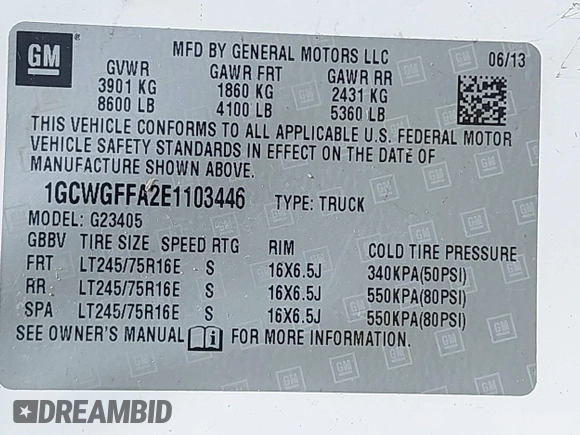 2014 Chevrolet Express Cargo Van with VIN 1GCWGFFA2E1103446, listed as a IAAI auction lot 42177760 with 91,232 mi miles. Bid and sale history available at carsss.com. Image 9.