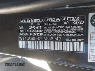 2020 Mercedes-Benz S-Class S 560 with VIN W1KUG8DBXLA558949, listed as a IAAI auction lot 41384879 with 51,527 mi miles. Bid and sale history available at carsss.com. Image 9.