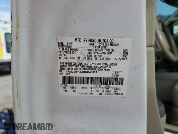 2011 Ford Escape Hybrid с VIN 1FMCU5K33BKB48801, выставлен на аукционе Copart как лот 76886214 с пробегом 179 159 миль миль и Чистый • Clean title. История ставок и продаж доступна на DreamBid. Изображение 13.