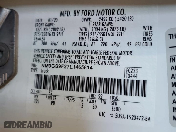 2020 Ford Transit Connect XLT z VIN NM0GS9F27L1465814, wystawiony jako Copart lot #77323984 z przebiegiem 111 727 mil mil oraz Czysty tytuł • Clean title. Historia ofert i sprzedaży dostępna na DreamBid. Obrazek 13.
