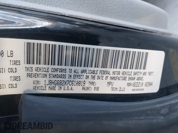 2007 Jeep Commander Overland with VIN 1J8HG682X7C610819, listed as a IAAI auction lot 41753559 with Not provided miles and . Bid and sale history available at DreamBid. Image 9.