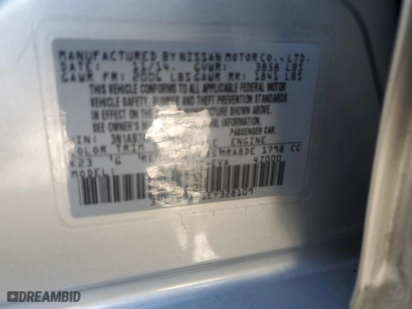 2014 Nissan Sentra SV with VIN 3N1AB7AP1EY328109, listed as a Copart auction lot 42648595 with 120,141 mi miles and Non Repairable. Bid and sale history available at carsss.com. Image 13.