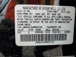 2008 Infiniti M45 with VIN JNKBY01E48M500726, listed as a Copart auction lot 73521974 with 0 mi miles and Clean Title. Bid and sale history available at carsss.com. Image 12.