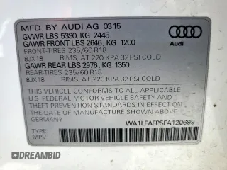 2015 Audi Q5 Premium Plus with VIN WA1LFAFP5FA120699, listed as a Copart auction lot 58362845 with 94,099 mi miles and Clean title. Bid and sale history available at DreamBid. Image 13.
