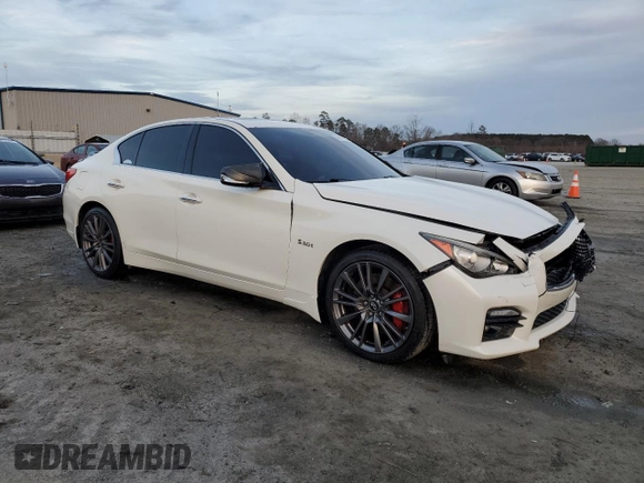 2017 Infiniti Q50 Red Sport 400 with VIN JN1FV7AR4HM870312, listed as a Copart auction lot 44147645 with 118,864 mi miles and Salvage Title. Bid and sale history available at carsss.com. Image 4.