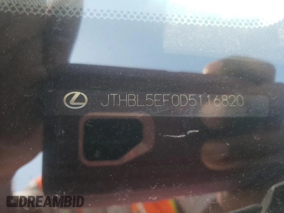 2013 Lexus LS 460 with VIN JTHBL5EF0D5116820, listed as a Copart auction lot 62573645 with Not provided miles and Salvage title. Bid and sale history available at DreamBid. Image 12.
