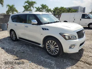 2015 Infiniti QX80 z VIN JN8AZ2NE9F9080904, wystawiony jako Copart lot #58496575 z przebiegiem 87 240 mil mil oraz Czysty tytuł • Clean title. Historia ofert i sprzedaży dostępna na DreamBid. Obrazek 4.