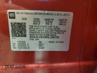 2024 GMC Terrain SLT with VIN 3GKALVEG8RL256700, listed as a Copart auction lot 58557105 with 11,982 mi miles and Salvage title. Bid and sale history available at DreamBid. Image 14.