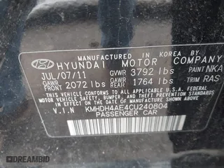 2012 Hyundai Elantra GLS with VIN KMHDH4AE4CU240804, listed as a IAAI auction lot 41887622 with 147,738 mi miles. Bid and sale history available at carsss.com. Image 9.