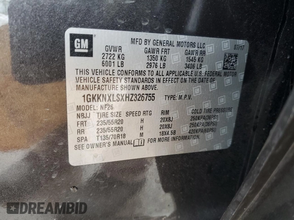 2017 GMC Acadia Denali z VIN 1GKKNXLSXHZ326755, wystawiony jako Copart lot #43527645 z przebiegiem 142 043 mil mil oraz Szkoda całkowita • Salvage title. Historia ofert i sprzedaży dostępna na DreamBid. Obrazek 15.