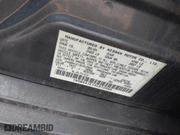 2005 Nissan Maxima SL с VIN 1N4BA41E15C812569, выставлен на аукционе IAAI как лот 42454582 с пробегом Не указан миль и . История ставок и продаж доступна на DreamBid. Изображение 9.