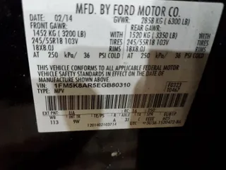 2014 Ford Utility Police Interceptor with VIN 1FM5K8AR5EGB80310, listed as a Copart auction lot 83644004 with 96,912 mi miles and Salvage Title. Bid and sale history available at carsss.com. Image 14.