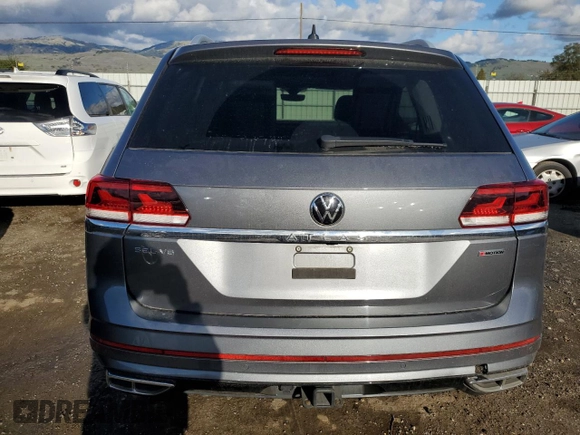 2021 Volkswagen Atlas SEL Premium R-Line with VIN 1V2FR2CA5MC536929, listed as a Copart auction lot 44397425 with 60,565 mi miles and Salvage title. Bid and sale history available at DreamBid. Image 6.
