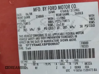 2008 Ford Ranger XLT with VIN 1FTYR44EX8PB08697, listed as a Copart auction lot 49638265 with 38,675 mi miles and Salvage title. Bid and sale history available at DreamBid. Image 14.