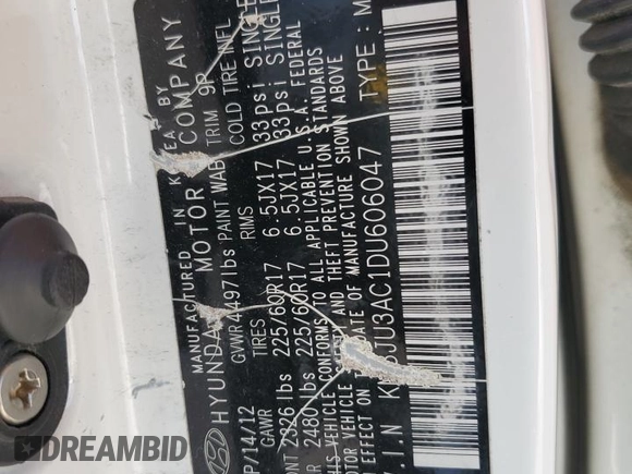 2013 Hyundai Tucson GLS with VIN KM8JU3AC1DU606047, listed as a Copart auction lot 48692885 with 185,829 mi miles and Salvage Title. Bid and sale history available at carsss.com. Image 12.