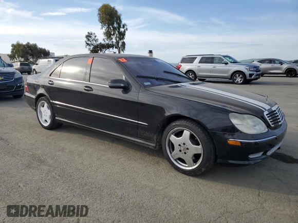 2002 Mercedes-Benz S 5.0L with VIN WDBNG75J32A295134, listed as a Copart auction lot 48179615 with 218,048 mi miles and Salvage Title. Bid and sale history available at carsss.com. Image 4.