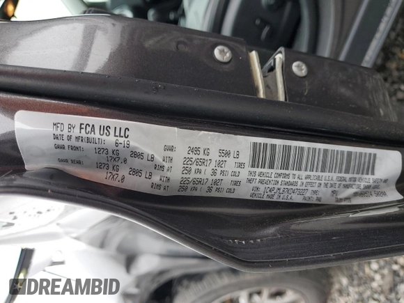 2019 Jeep Cherokee Altitude with VIN 1C4PJMLB7KD473227, listed as a Copart auction lot 59871435 with 96,576 mi miles and Salvage title. Bid and sale history available at DreamBid. Image 13.
