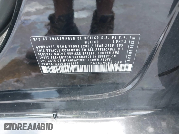 2013 Volkswagen Jetta SE z VIN 3VWDX7AJ4DM396477, wystawiony jako IAAI lot #42659959 z przebiegiem 115 833 mil mil oraz . Historia ofert i sprzedaży dostępna na DreamBid. Obrazek 9.