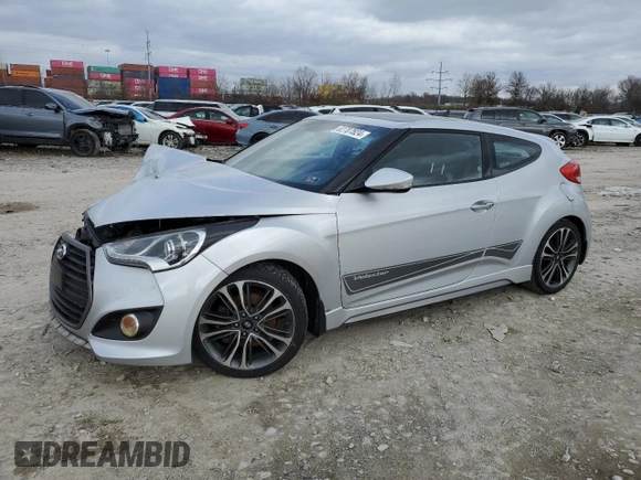 2016 Hyundai Veloster Turbo with VIN KMHTC6AE5GU275735, listed as a Copart auction lot 82707824 with 105,870 mi miles and Salvage Title. Bid and sale history available at carsss.com. Image 1.