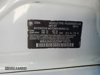 2013 BMW 3 Series 328i с VIN WBA3A5G52DNP19023, выставлен на аукционе Copart как лот 54585875 с пробегом 153 231 миль миль и Списание • Salvage title. История ставок и продаж доступна на DreamBid. Изображение 12.