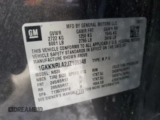 2018 GMC Acadia SLE with VIN 1GKKNRLA2JZ108348, listed as a Copart auction lot 87833005 with 130,403 mi miles and Salvage title. Bid and sale history available at DreamBid. Image 16.