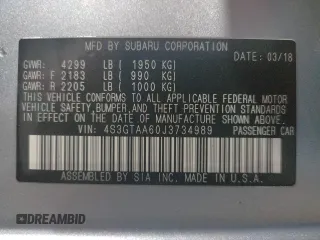 2018 Subaru Impreza with VIN 4S3GTAA60J3734989, listed as a Copart auction lot 67352102 with 83,878 mi miles. Bid and sale history available at carsss.com. Image 12.
