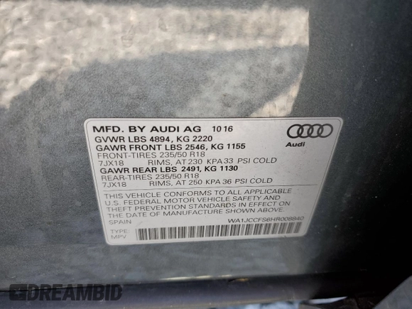 2017 Audi Q3 Premium Plus z VIN WA1JCCFS6HR008840, wystawiony jako Copart lot #53852925 z przebiegiem 107 206 mil mil oraz Szkoda całkowita • Salvage title. Historia ofert i sprzedaży dostępna na DreamBid. Obrazek 13.
