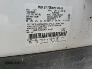 2021 Ford Explorer z VIN 1FM5K8AC0MGC31657, wystawiony jako Copart lot #70309654 z przebiegiem Nie podano mil oraz Szkoda całkowita • Salvage title. Historia ofert i sprzedaży dostępna na DreamBid. Obrazek 14.