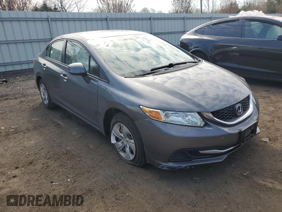 2013 Honda Civic LX with VIN 19XFB2F57DE212202, listed as a Copart auction lot 54188345 with 121,369 mi miles and Salvage Title. Bid and sale history available at DreamBid. Image 4.