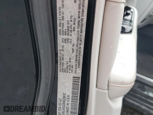 2022 Jeep Grand Cherokee Overland with VIN 1C4RJHDG0N8626912, listed as a Copart auction lot 60131635 with 39,147 mi miles and Salvage title. Bid and sale history available at DreamBid. Image 13.
