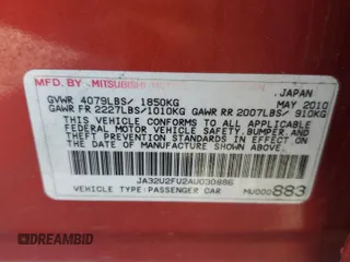 2010 Mitsubishi Lancer ES with VIN JA32U2FU2AU030886, listed as a Copart auction lot 75766834 with 117,501 mi miles and Salvage Title. Bid and sale history available at carsss.com. Image 12.