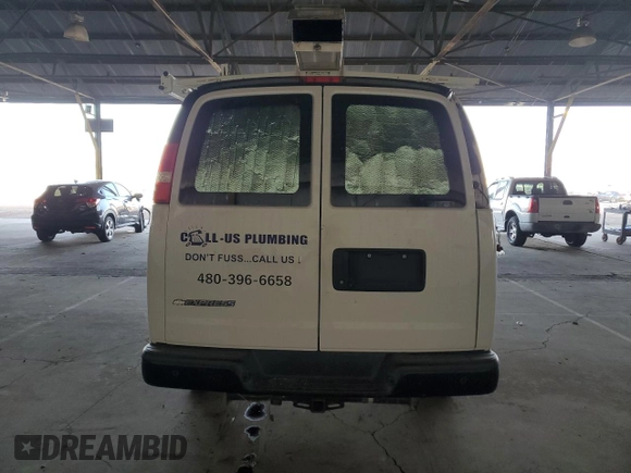 2018 Chevrolet Express Cargo Van with VIN 1GCWGAFG5J1315758, listed as a Copart auction lot 86204684 with 192,498 mi miles and Salvage Title. Bid and sale history available at carsss.com. Image 6.