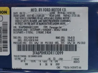 2013 Ford Fusion SE with VIN 3FA6P0HRXDR113099, listed as a IAAI auction lot 41725346 with 168,420 mi miles. Bid and sale history available at carsss.com. Image 9.