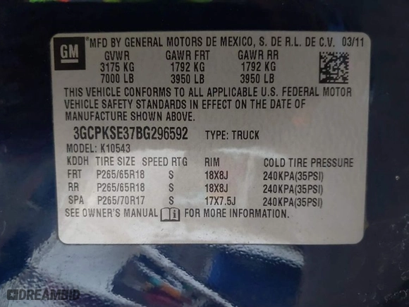 2011 Chevrolet Silverado 1500 LT with VIN 3GCPKSE37BG296592, listed as a IAAI auction lot 41768810 with 151,277 mi miles. Bid and sale history available at carsss.com. Image 9.