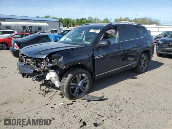 2019 Volkswagen Atlas SEL R-Line with VIN 1V2RR2CAXKC520476, listed as a Copart auction lot 55085975 with 59,727 mi miles and Salvage title. Bid and sale history available at DreamBid. Image 1.