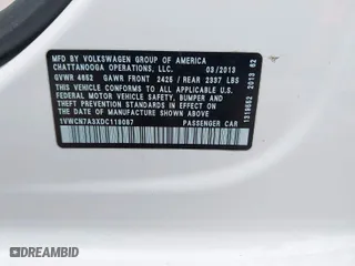 2013 Volkswagen Passat TDI SEL Premium with VIN 1VWCN7A3XDC118087, listed as a IAAI auction lot 41780198 with 305,872 mi miles. Bid and sale history available at carsss.com. Image 9.